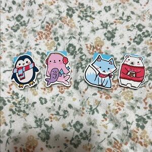 Gently Used Frosty Friends Magnetic Bookmarks, Set of 4